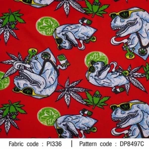 ผ้าพิมพ์ไดโนมาเฟียกัญชา(แดง) - primary