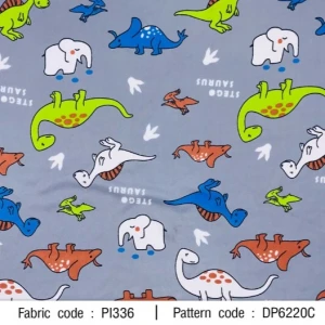 ผ้าพิมพ์ไดโนเสาร์(เทา) - primary