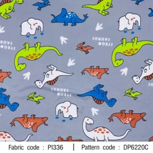 ผ้าพิมพ์ไดโนเสาร์(เทา)