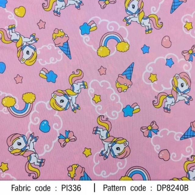 ผ้าพิมพ์ไอศกรีมยูนิคอร์น(ชมพู)