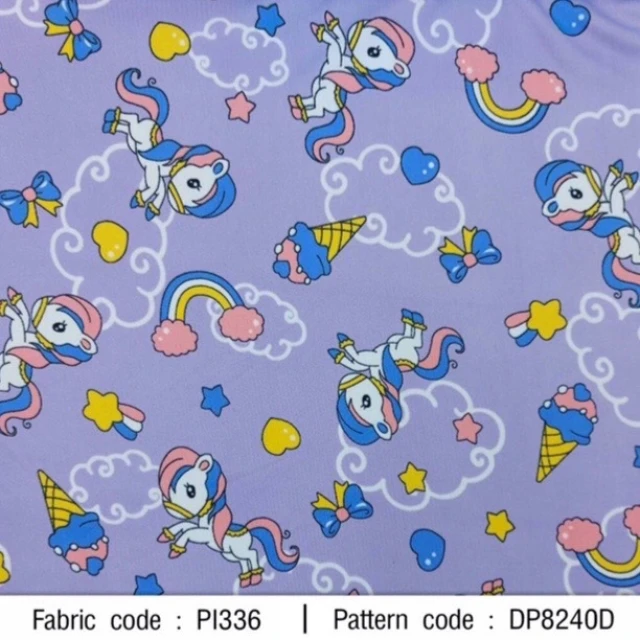 ผ้าพิมพ์ไอศกรีมยูนิคอร์น(ม่วง)