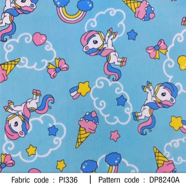ผ้าพิมพ์ไอศกรีมยูนิคอร์น(เขียว)