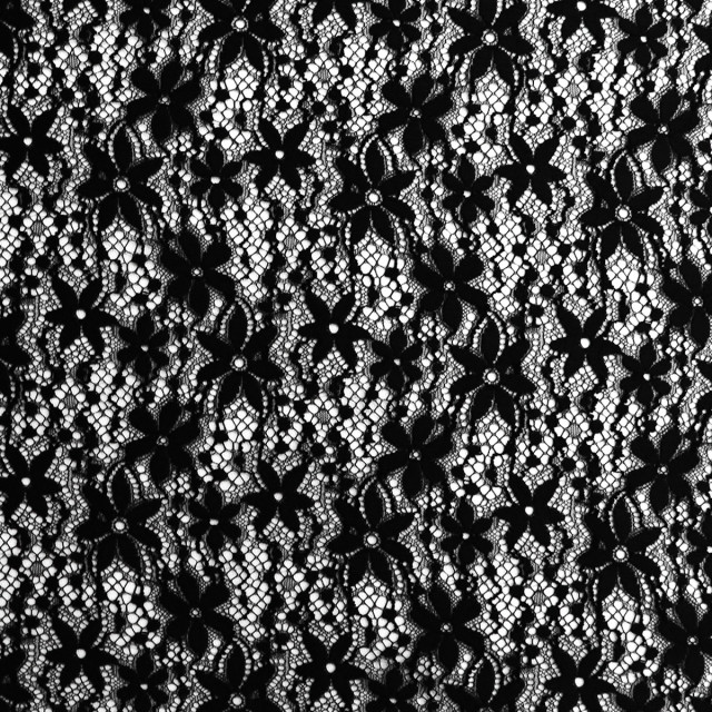 ผ้าลูกไม้(ดอกไม้จิ๋วดำ)