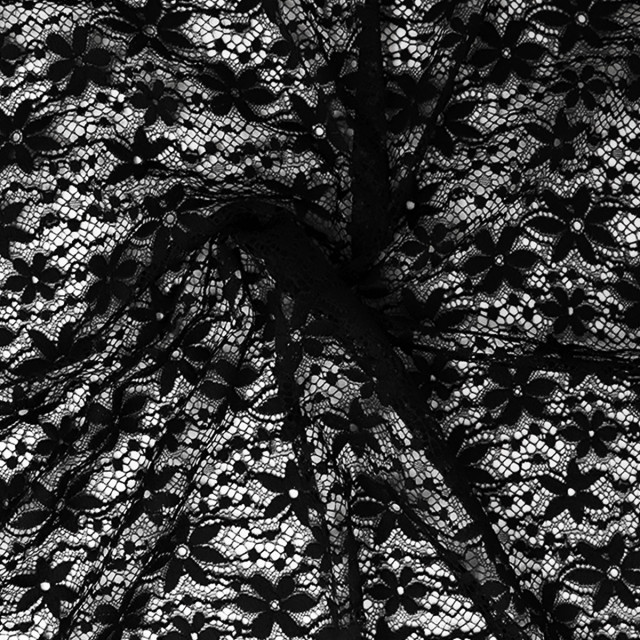 ผ้าลูกไม้(ดอกไม้จิ๋วดำ)