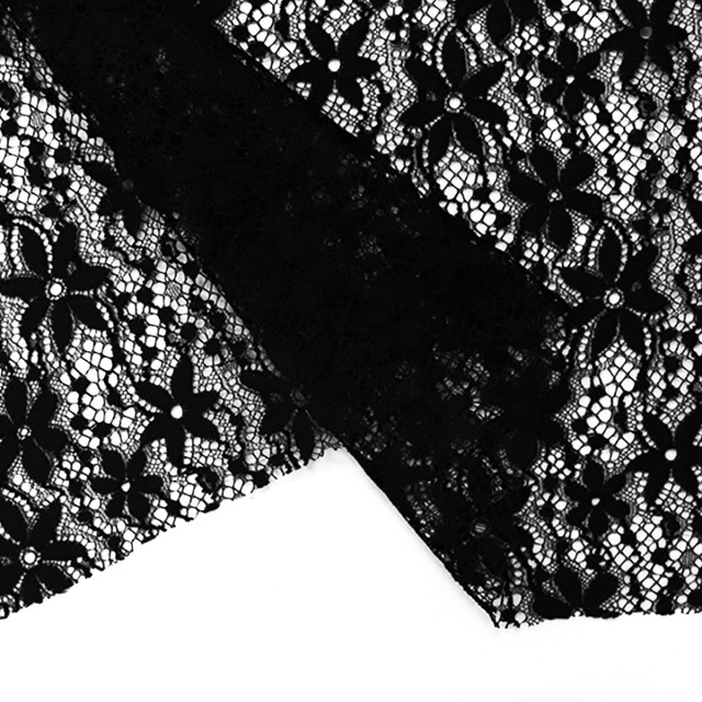 ผ้าลูกไม้(ดอกไม้จิ๋วดำ)